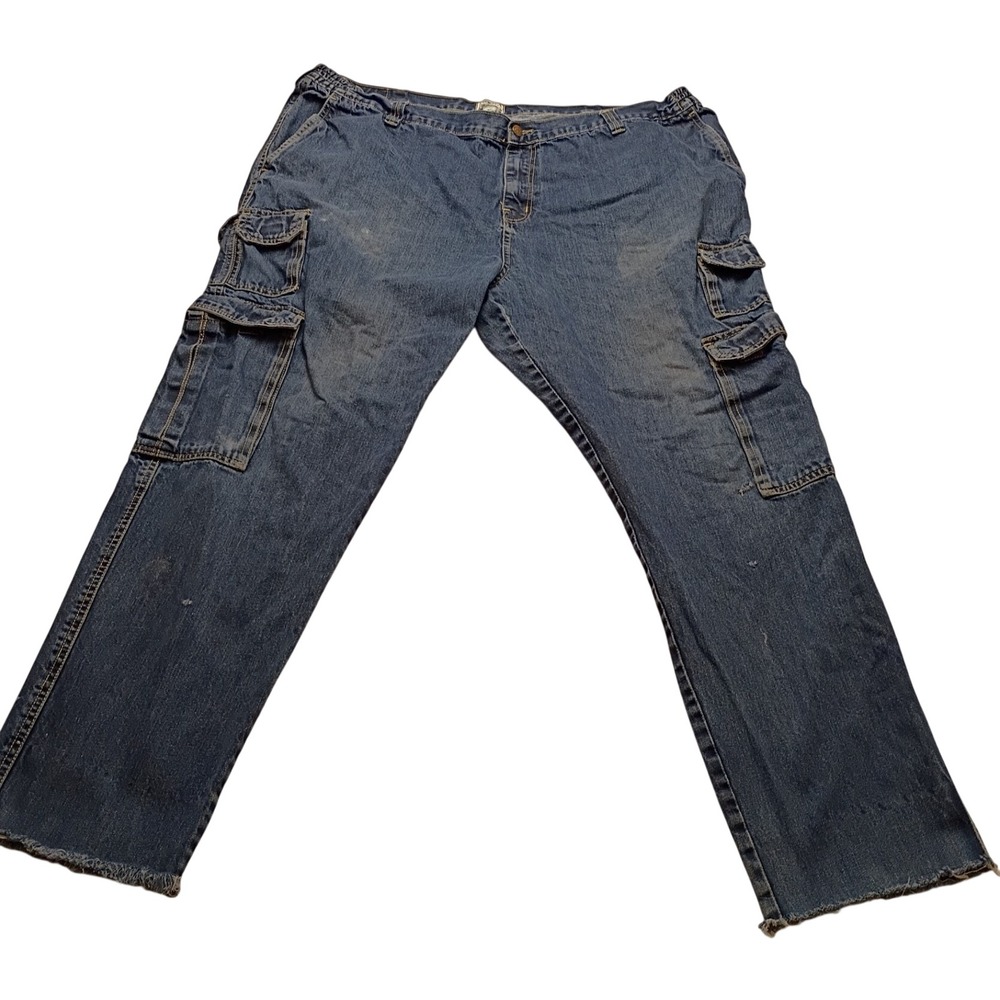 Liberty Blues Cargo Jeans Men's 52x38 On Tag Elastic Waist Blue Denim Casual